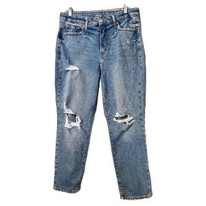 Old Navy High-Waisted O.G. Straight Light-Wash Ripped Jeans (Size 12)